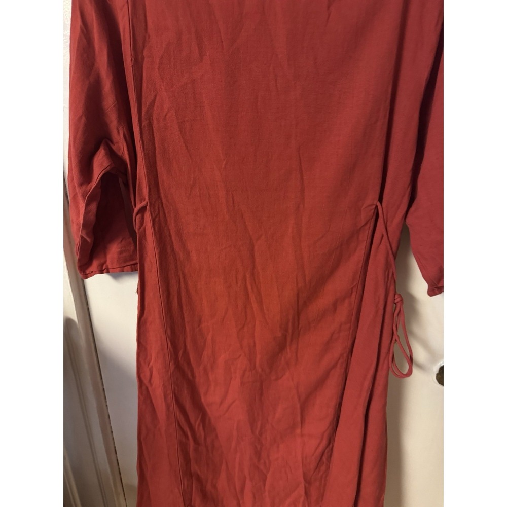 Zudio Women's Burnt Red/orange Embroidered Folk Style Dress - Picture 8 of 12
